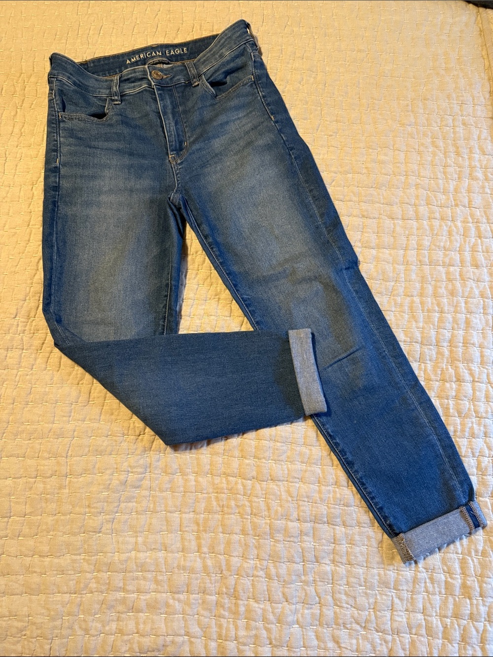 American Eagle Outfitters Women's Dark Blue Hi-Rise Jeggings size 8 Short